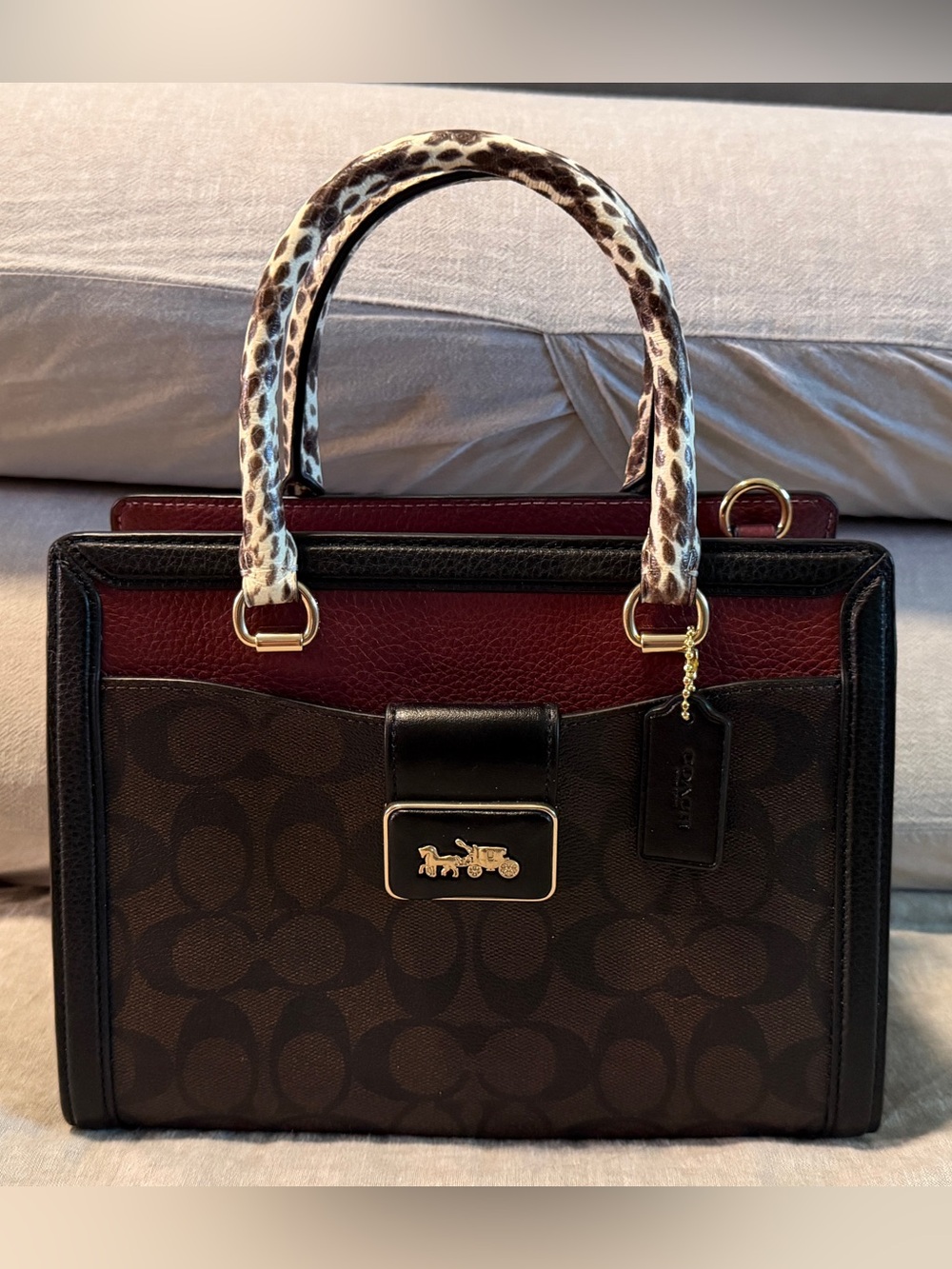Coach Grace Carryall Black and Brown Purse